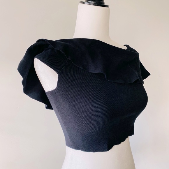 Tops - SOLD | Knit Ruffle Cropped Top